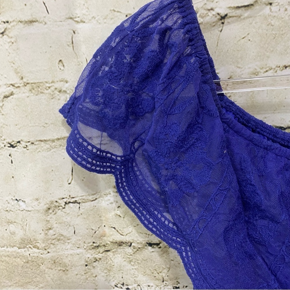 Altar’d State Blue Lace Off The Shoulder Floral Romantic Shift Dress - Picture 3 of 6